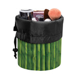 Green Bamboo Tree Pattern Print Drawstring Makeup Bag