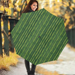 Green Bamboo Tree Pattern Print Foldable Umbrella