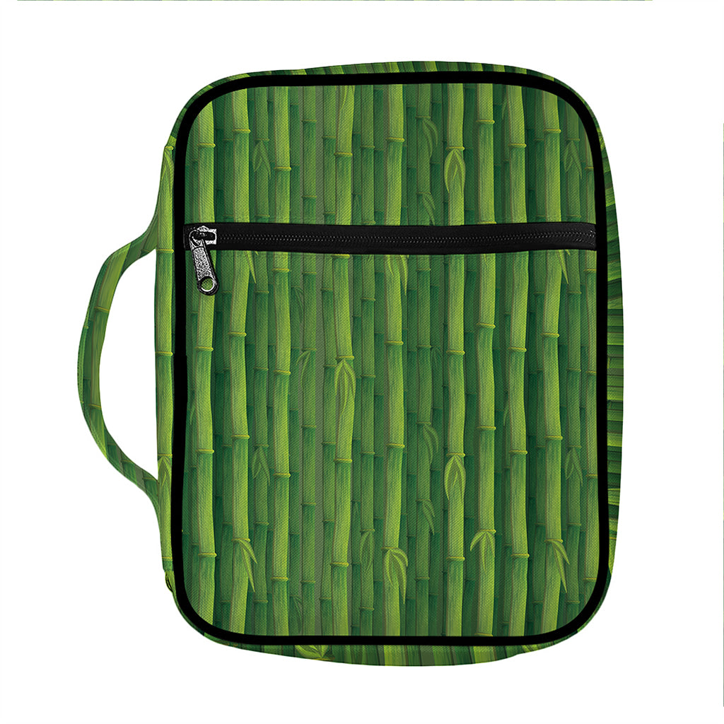 Green Bamboo Tree Pattern Print Front Pocket Bible Bag