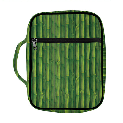 Green Bamboo Tree Pattern Print Front Pocket Bible Bag