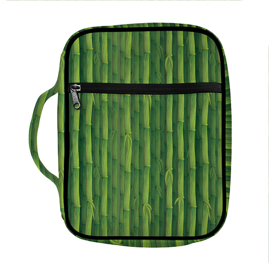 Green Bamboo Tree Pattern Print Front Pocket Bible Bag