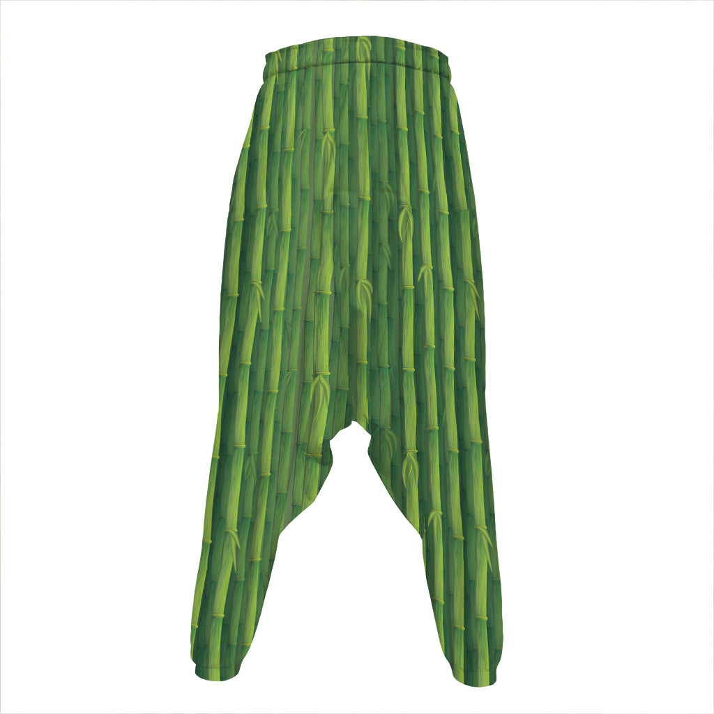 Green Bamboo Tree Pattern Print Hammer Pants