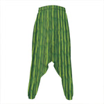 Green Bamboo Tree Pattern Print Hammer Pants