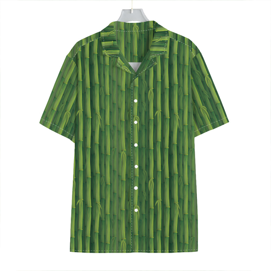 Green Bamboo Tree Pattern Print Hawaiian Shirt