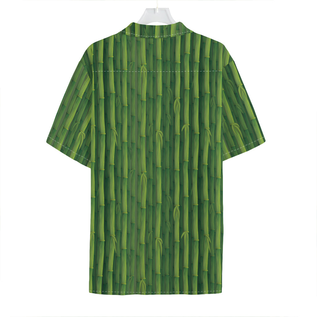 Green Bamboo Tree Pattern Print Hawaiian Shirt