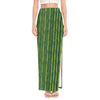 Green Bamboo Tree Pattern Print High Slit Maxi Skirt