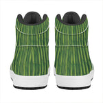 Green Bamboo Tree Pattern Print High Top Leather Sneakers