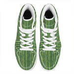 Green Bamboo Tree Pattern Print High Top Leather Sneakers