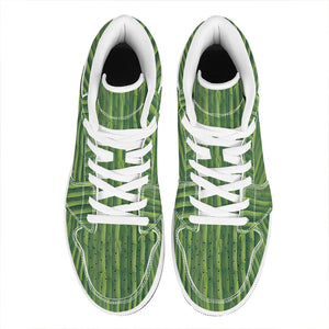 Green Bamboo Tree Pattern Print High Top Leather Sneakers