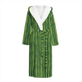 Green Bamboo Tree Pattern Print Hooded Bathrobe