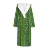 Green Bamboo Tree Pattern Print Hooded Bathrobe