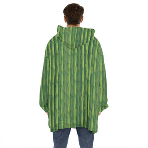 Green Bamboo Tree Pattern Print Hoodie Blanket