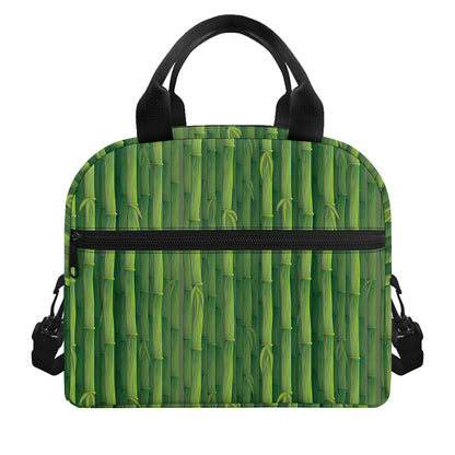 Green Bamboo Tree Pattern Print Insulated Lunch Bag