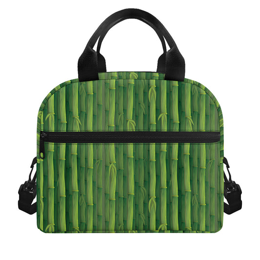 Green Bamboo Tree Pattern Print Insulated Lunch Bag