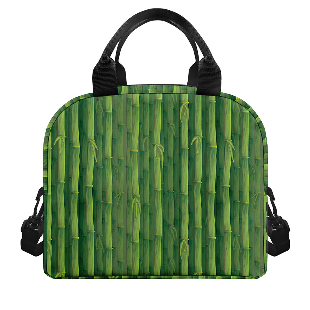 Green Bamboo Tree Pattern Print Insulated Lunch Bag