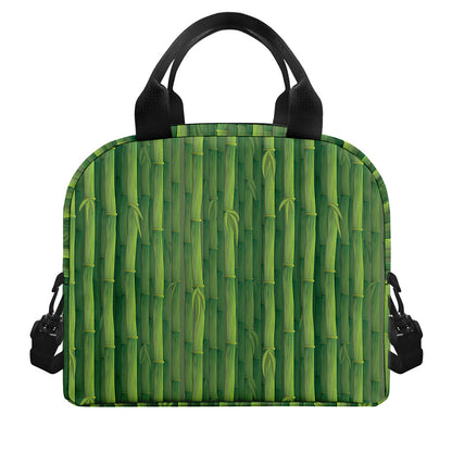Green Bamboo Tree Pattern Print Insulated Lunch Bag