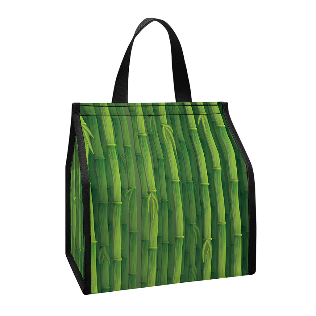Green Bamboo Tree Pattern Print Insulated Lunch Tote