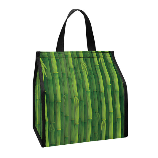 Green Bamboo Tree Pattern Print Insulated Lunch Tote