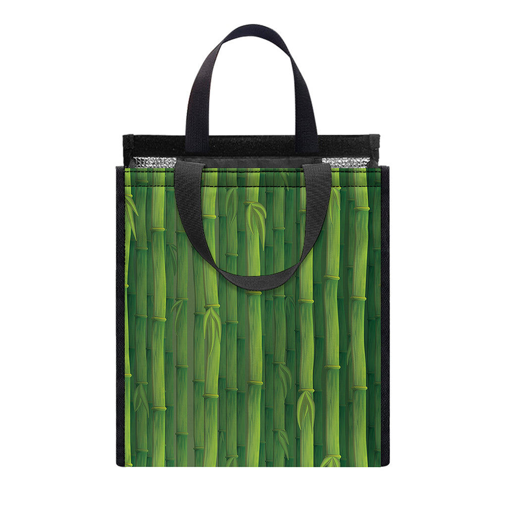 Green Bamboo Tree Pattern Print Insulated Lunch Tote