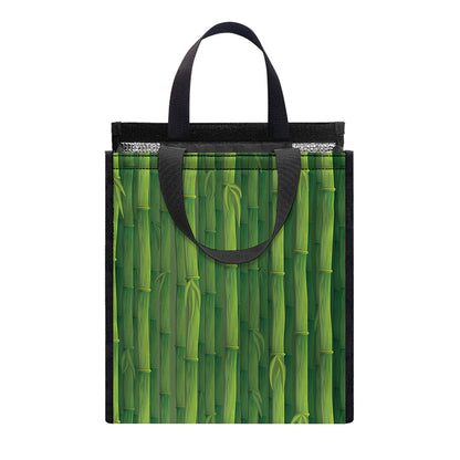 Green Bamboo Tree Pattern Print Insulated Lunch Tote