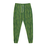 Green Bamboo Tree Pattern Print Jogger Pants