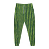 Green Bamboo Tree Pattern Print Jogger Pants