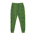 Green Bamboo Tree Pattern Print Jogger Pants