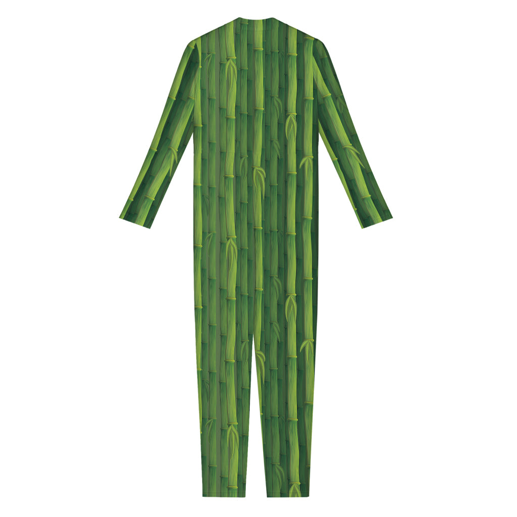 Green Bamboo Tree Pattern Print Jumpsuit