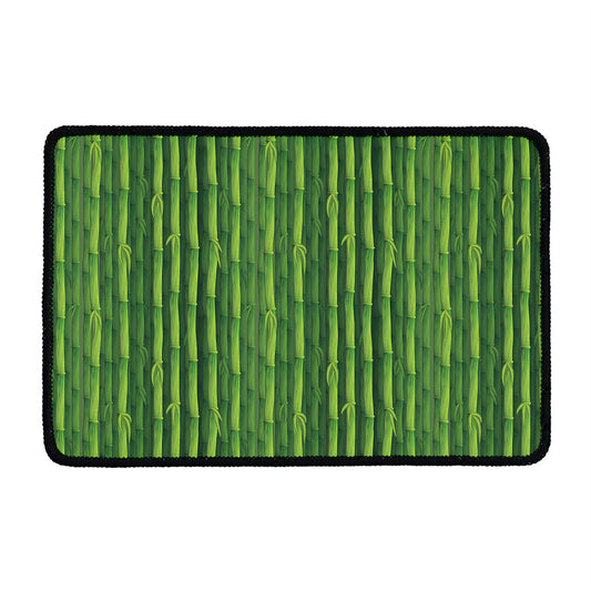 Green Bamboo Tree Pattern Print Kitchen Mat