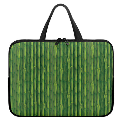Green Bamboo Tree Pattern Print Laptop Sleeve With Handle