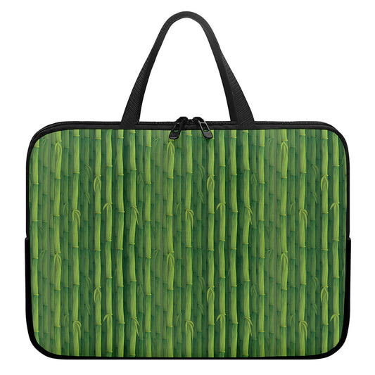 Green Bamboo Tree Pattern Print Laptop Sleeve With Handle