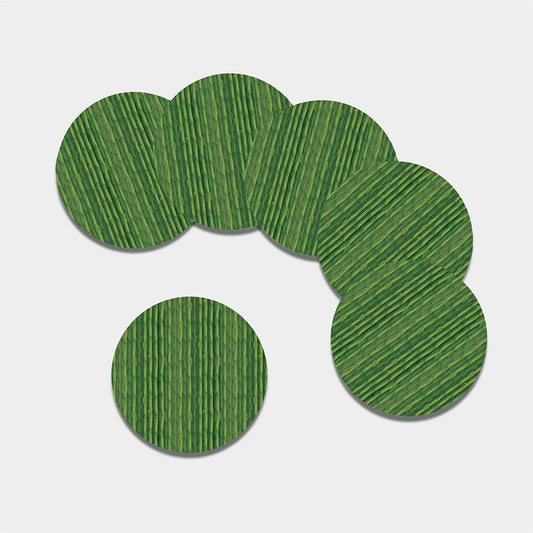 Green Bamboo Tree Pattern Print Leather Coaster Set