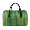 Green Bamboo Tree Pattern Print Leather Duffel Bag