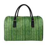 Green Bamboo Tree Pattern Print Leather Duffle Bag