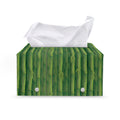 Green Bamboo Tree Pattern Print Leather Tissue Box Cover