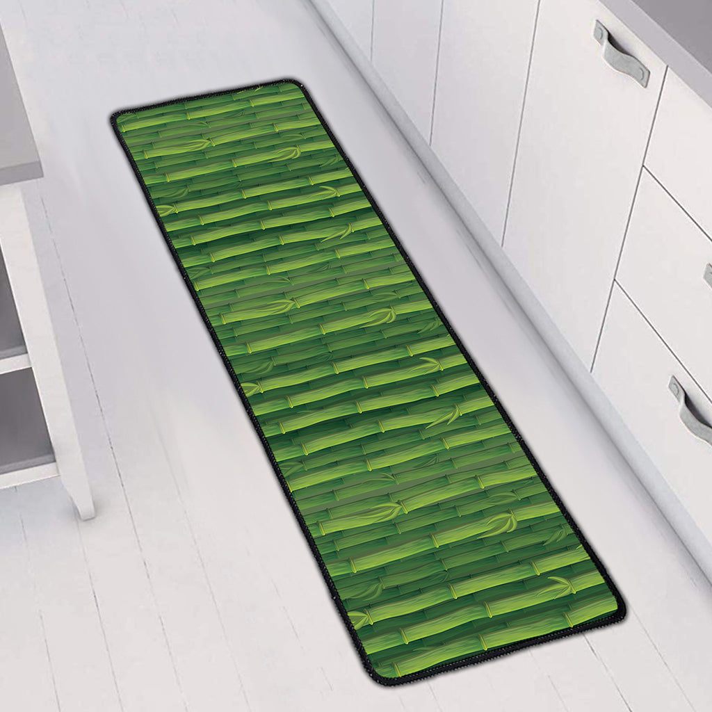 Green Bamboo Tree Pattern Print Long Kitchen Mat