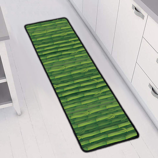 Green Bamboo Tree Pattern Print Long Kitchen Mat