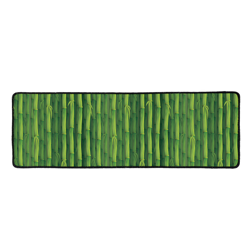 Green Bamboo Tree Pattern Print Long Kitchen Mat
