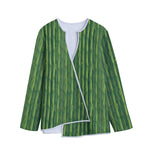 Green Bamboo Tree Pattern Print Long Sleeve Short Coat