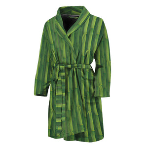 Green Bamboo Tree Pattern Print Men's Bathrobe