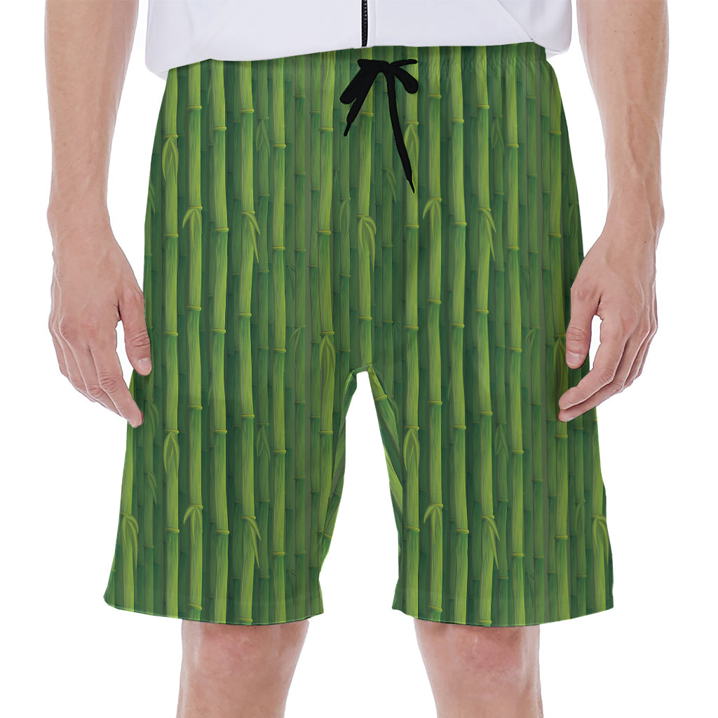 Green Bamboo Tree Pattern Print Men's Beach Shorts