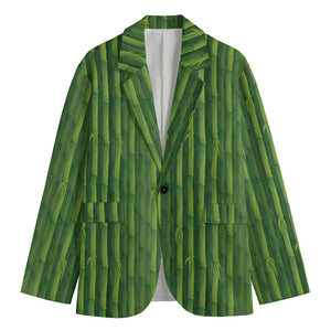 Green Bamboo Tree Pattern Print Men's Blazer