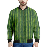 Green Bamboo Tree Pattern Print Men's Bomber Jacket