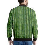 Green Bamboo Tree Pattern Print Men's Bomber Jacket