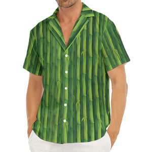 Green Bamboo Tree Pattern Print Men's Deep V-Neck Shirt