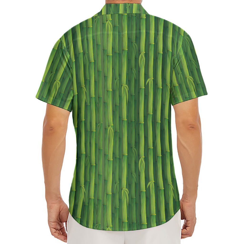 Green Bamboo Tree Pattern Print Men's Deep V-Neck Shirt