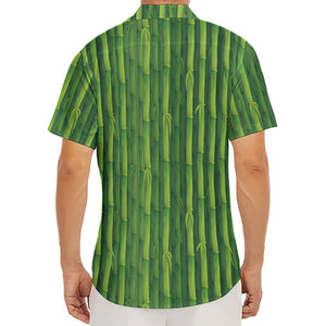 Green Bamboo Tree Pattern Print Men's Deep V-Neck Shirt