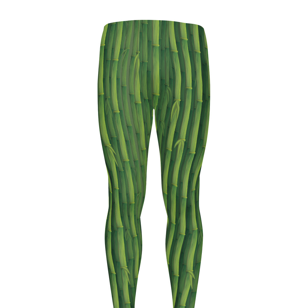 Green Bamboo Tree Pattern Print Men's leggings