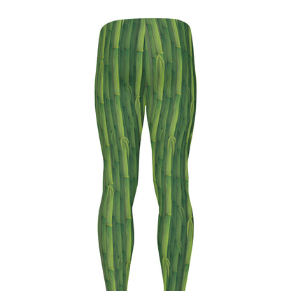 Green Bamboo Tree Pattern Print Men's leggings