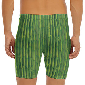 Green Bamboo Tree Pattern Print Men's Long Boxer Briefs